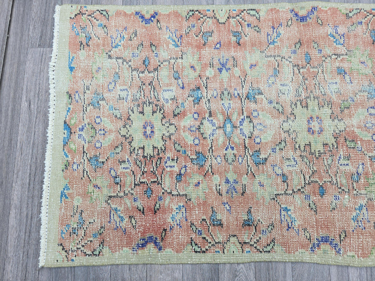Vintage Oushak Runner Rug: Handknotted Wool Hallway Decor (2.8x9.7 ft)