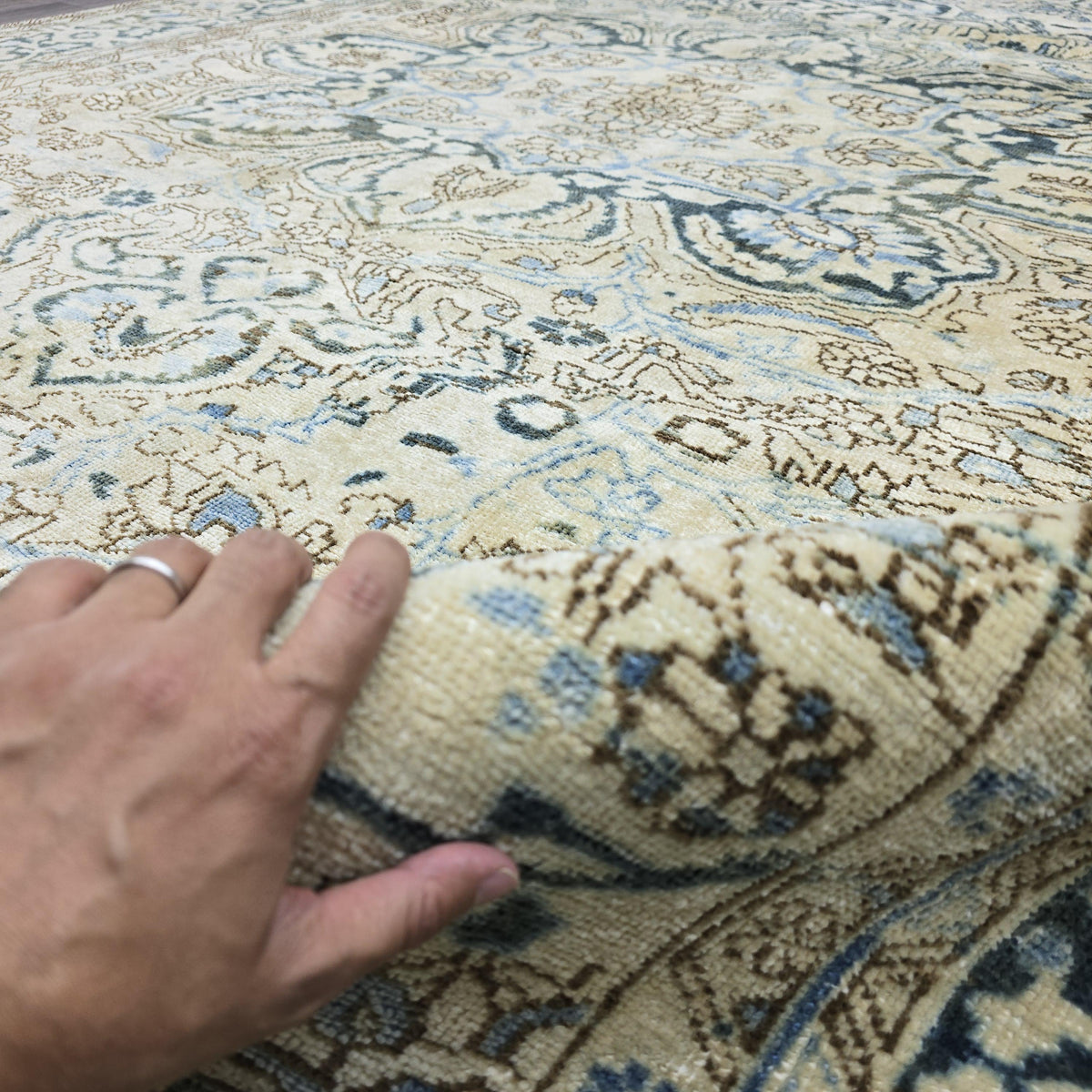 8x11 Oushak Rug: Neutral Turkish Vintage Wool Area Rug