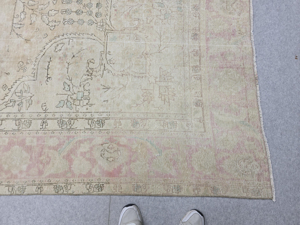 Oushak Rug 9x12 • Sun Washed Cream Blush Wool Turkish Carpet • Quiet Luxury Decor