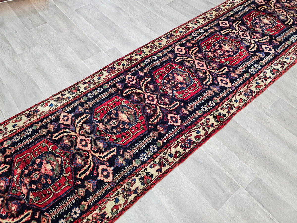 3x14 Long Antique Wool Traditional Runner Rug for Stairs and Corridor //3.30x14 feet