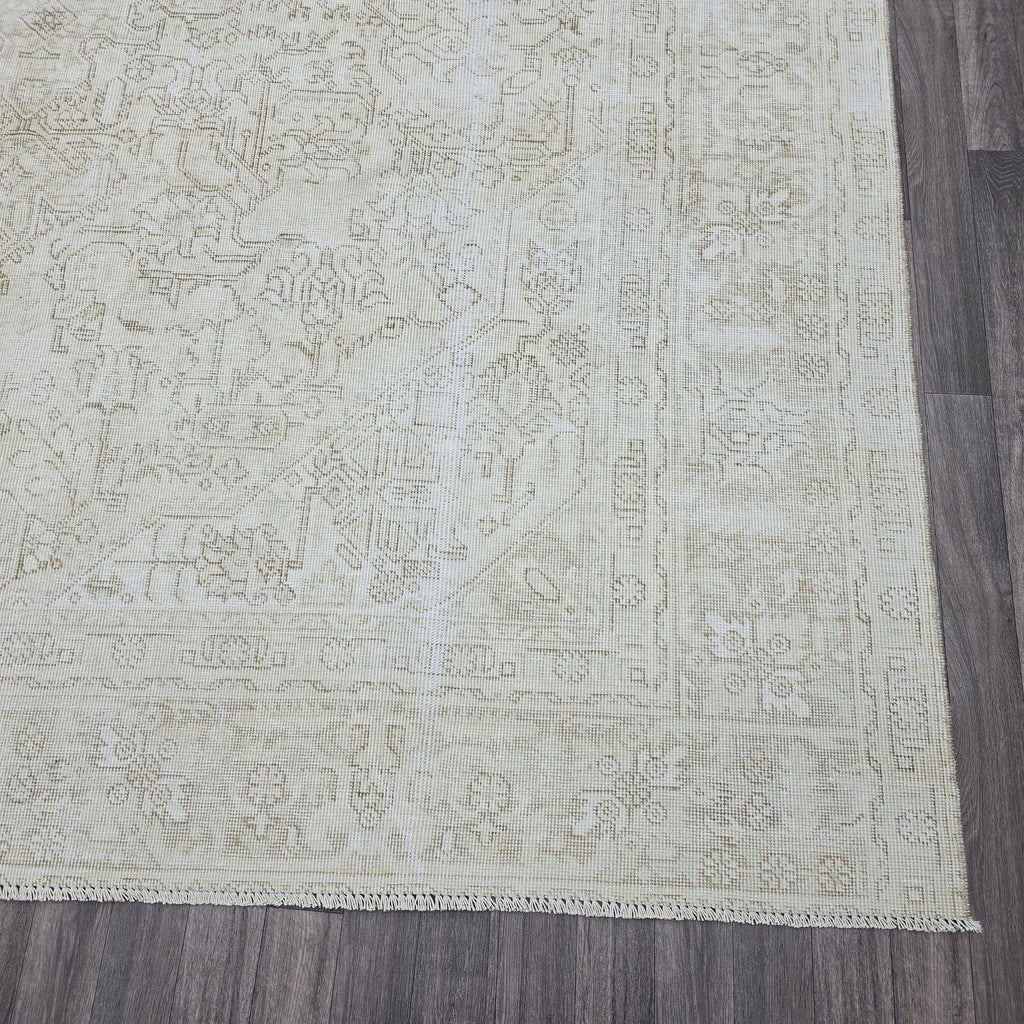 Neutral Oushak 9x12 Area Rug: Handmade Wool Vintage Carpet /9.35x12 feet