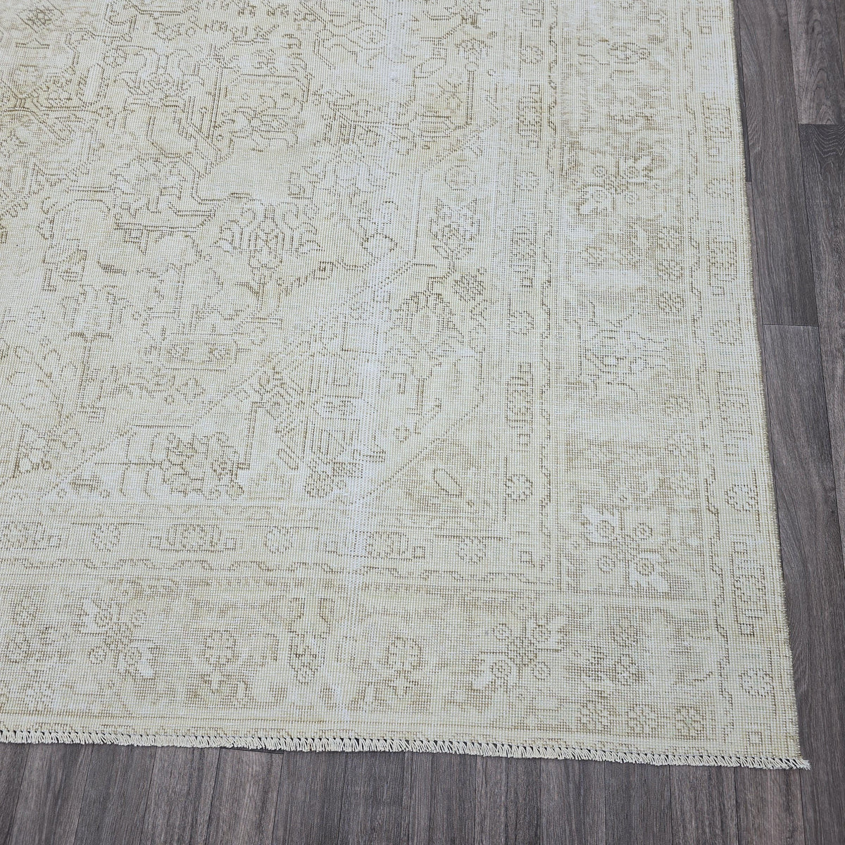 Neutral Oushak 9x12 Area Rug: Handmade Wool Vintage Carpet /9.35x12 feet