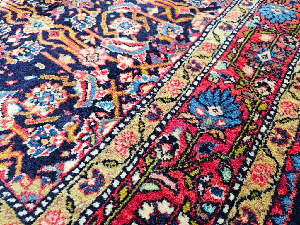 Hand Knotted Wool Turkish Runner Rug: Vintage Anatolian Design (3.90x10.50 ft)