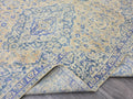 9x13 Hand Knotted Vintage Area Rug / Authentic Wool Oushak Rug for Livingroom and Bedroom/ Beige Blue Oriental Rug