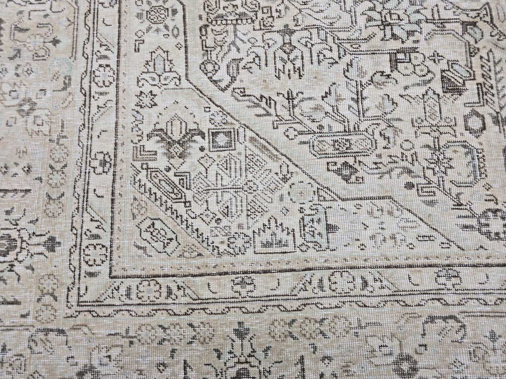 Handmade 8x11 Neutral Area Rug for Livingroom and Bedroom, Hand Knotted Turkish Oushak Rug