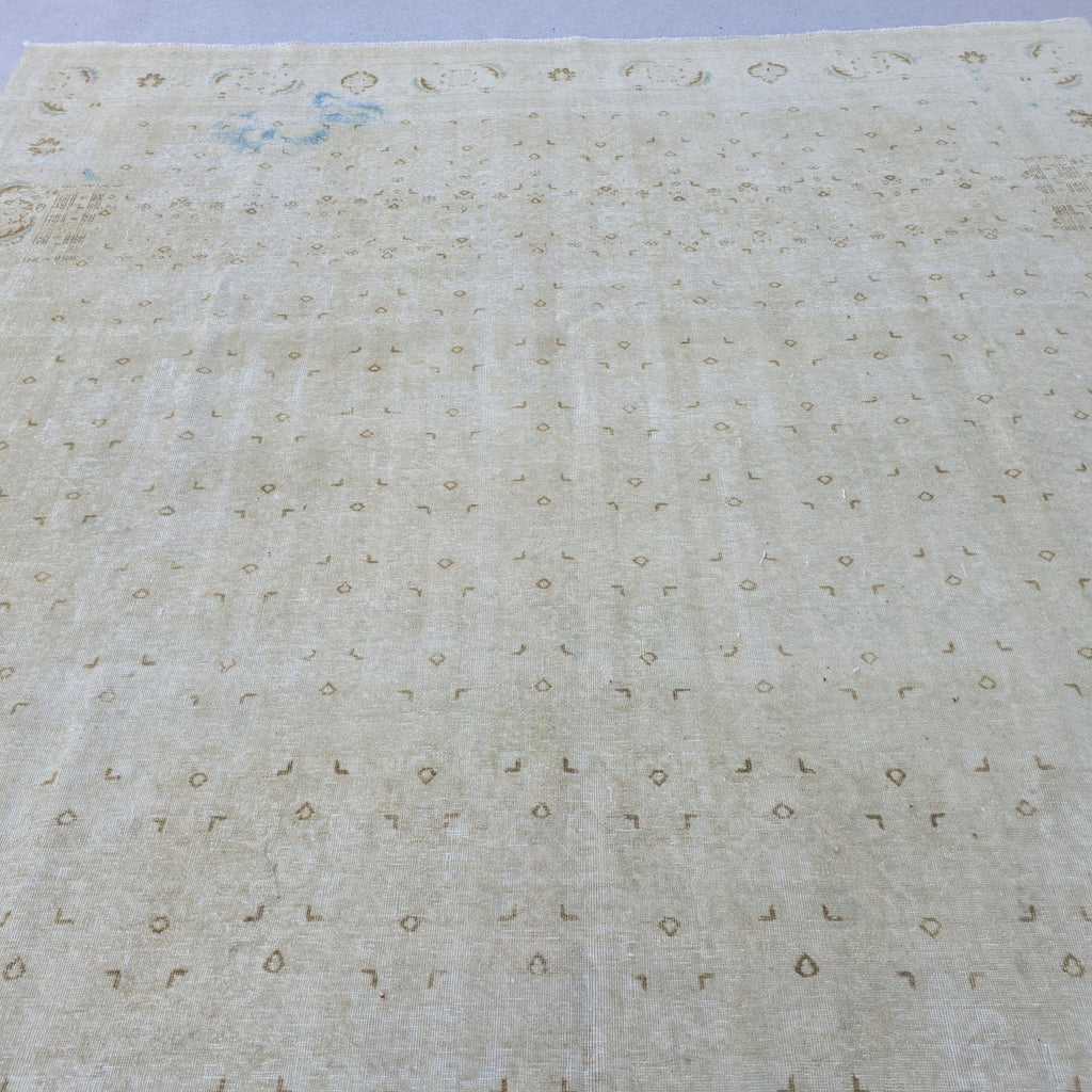 Large Oushak Rug 9x12 | Cream Neutral Area Rug | Hand Knotted Anatolian Style Bedroom Carpet