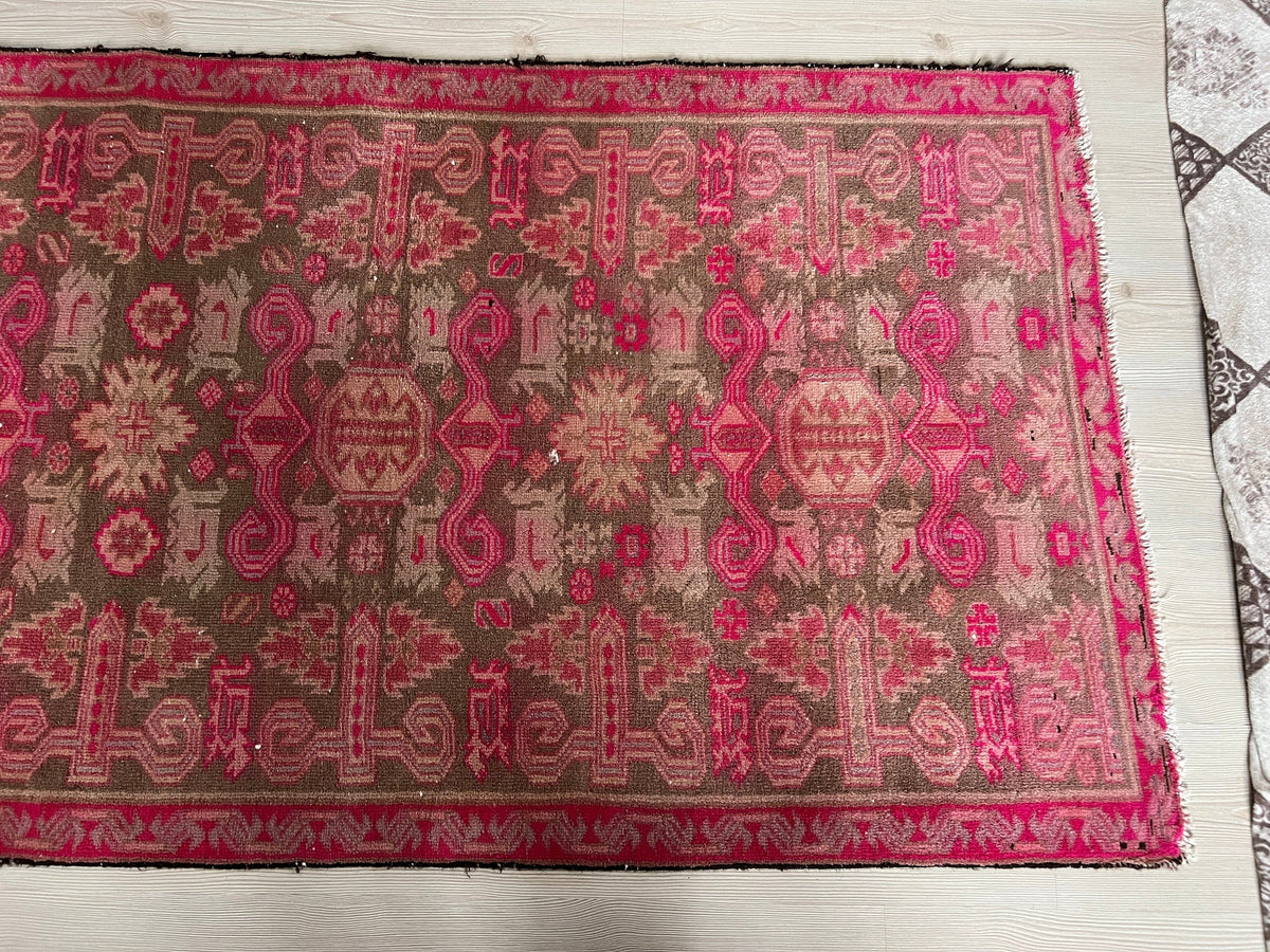 3x10 feet Vintage Hand Knotted Wool Runner Rug /3.30x10 feet