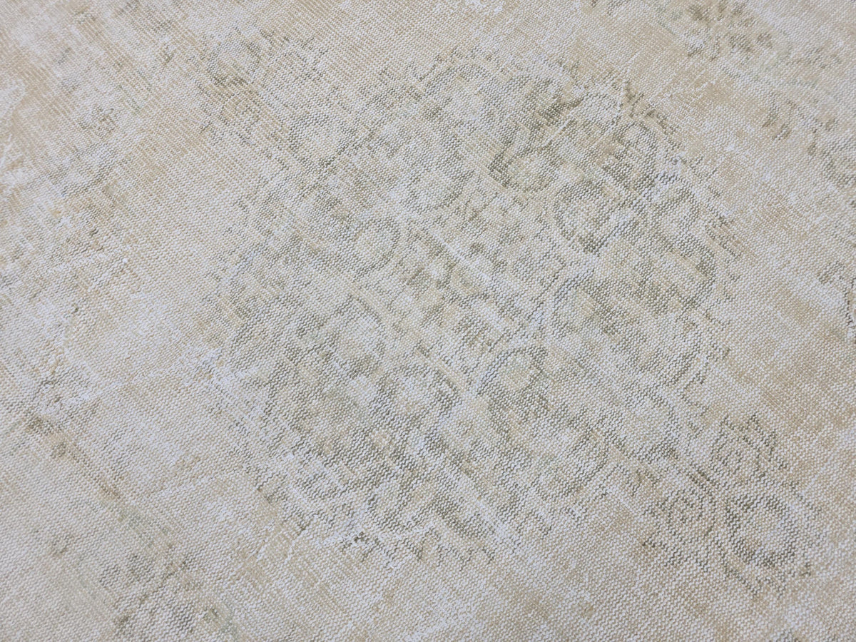 7x10 Vintage Turkish Oushak Rug: Handknotted Wool, Muted Neutral