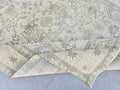 Vintage Rug 9x13, Hand Knotted Wool Turkish Rug, Sand Champagne All Over Neutral Area Rug for Dining Room, Extra Large Faded Carpet