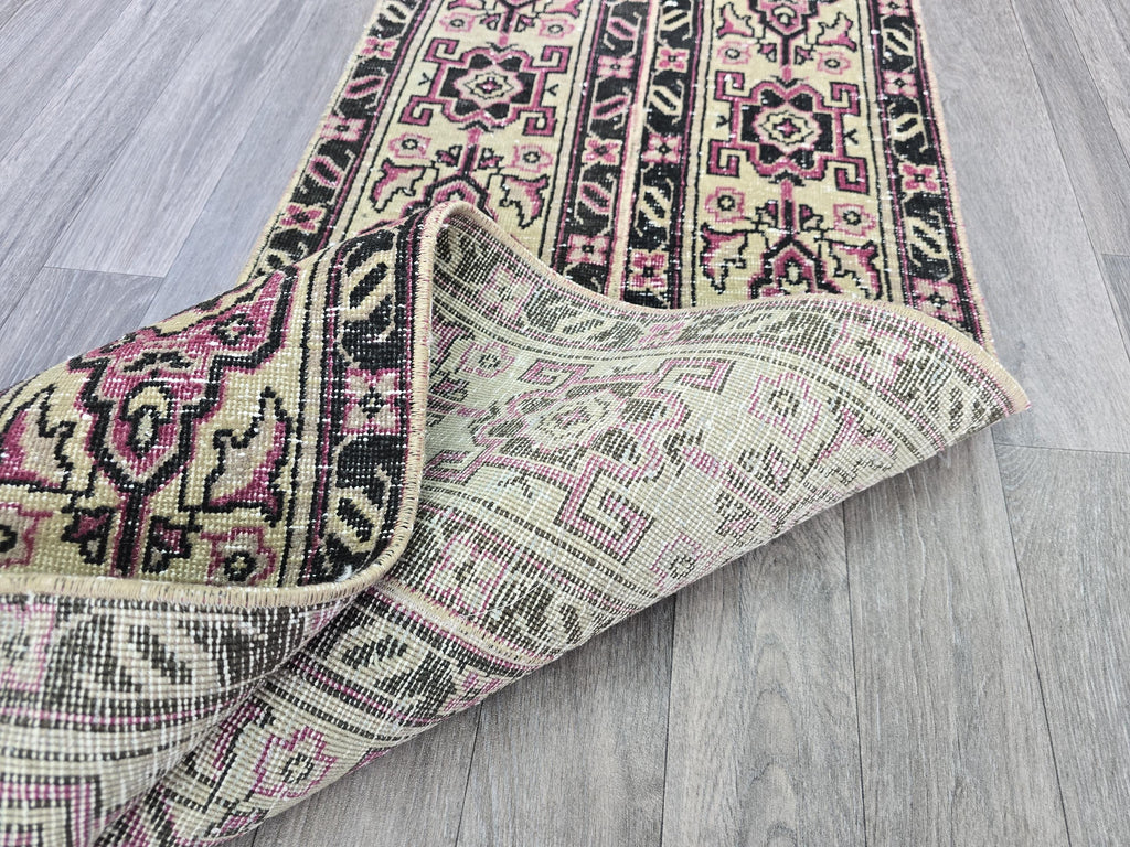 Handcrafted Wool Runner Rug: Traditional Aisle Hallway Carpet (1.80x6.70 ft)