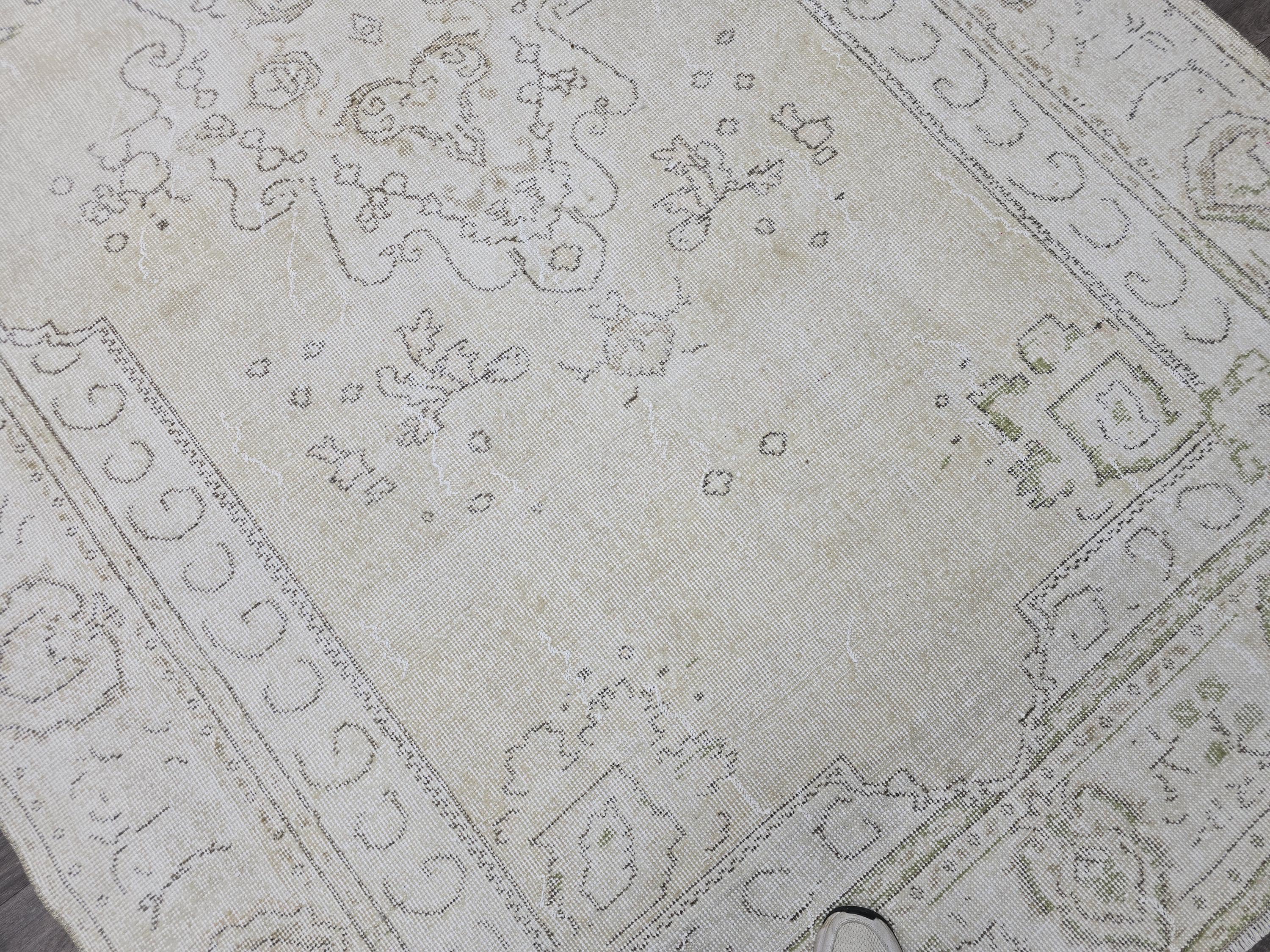 Vintage Oushak Rug 6x10: Handknotted Wool Turkish Carpet