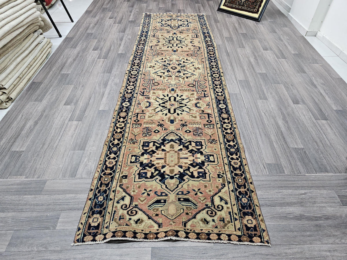 3x11 Wool Oushak Runner - Handmade AUthentic rug Runner - Hand-Knotted Muted Runner Rug: Vintage Turkish Entryway Rug (3.20x10.75 feet)