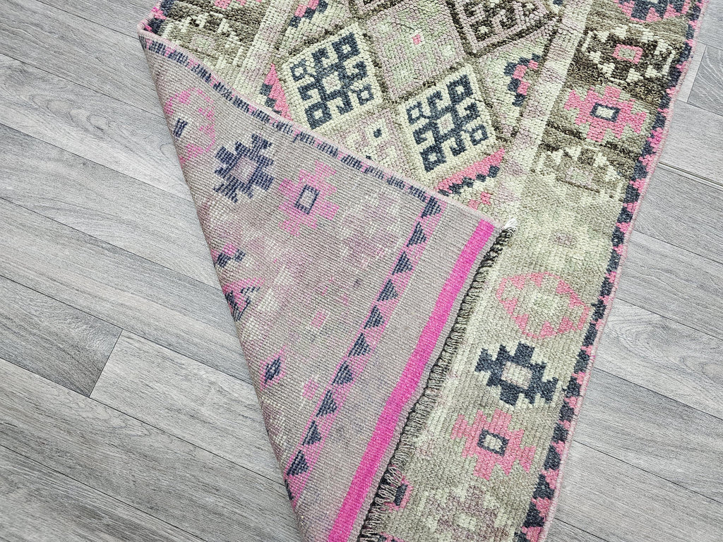 2.55x12 feet Narrow Vintage Wool Runner Traditional Handmade Herki Runner