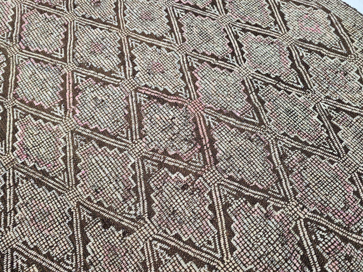 Vintage Turkish Cecim Rug: 4.40x9 Handwoven Wool Kilim Runner