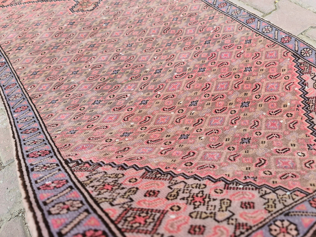 2x9 Red Vintage Runner Rug Hand Knotted