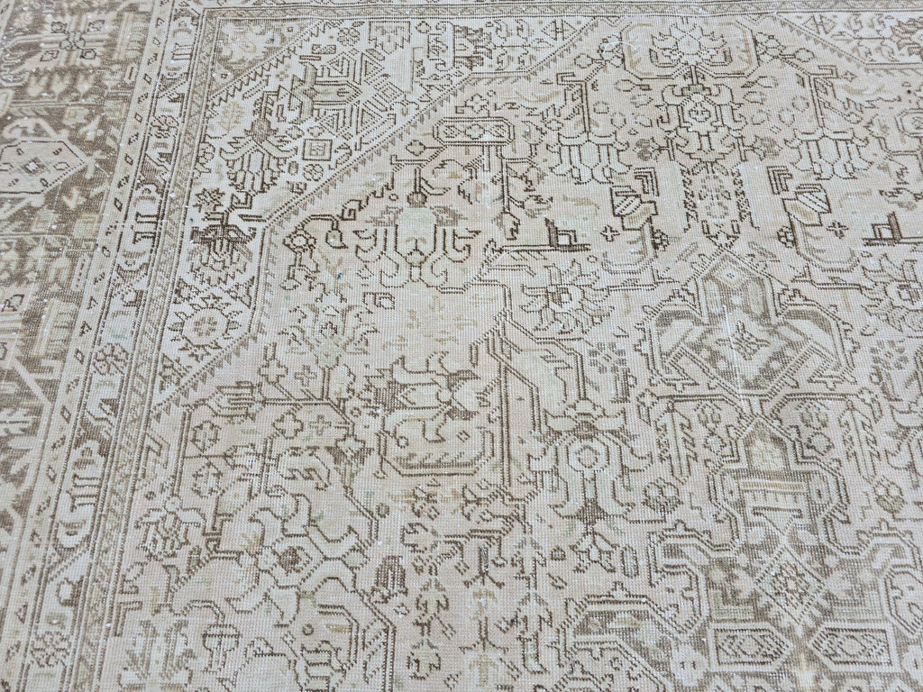 8x11 Neutral Turkish Oushak Rug: Hand-Knotted Wool & Cotton