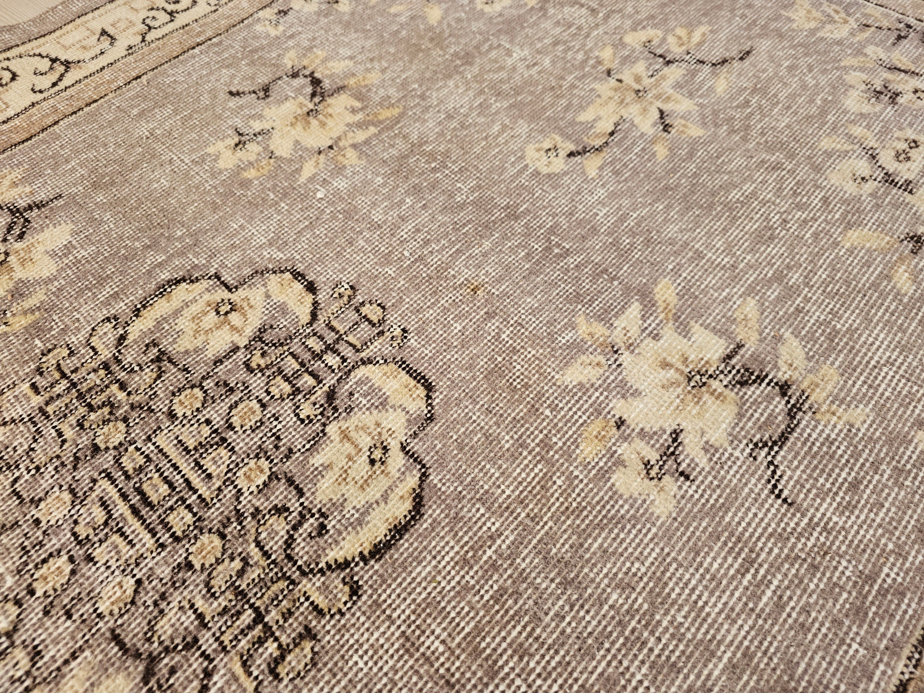 4x6 Vintage Turkish Oushak Rug: Hand-Knotted Organic Wool Small Rug