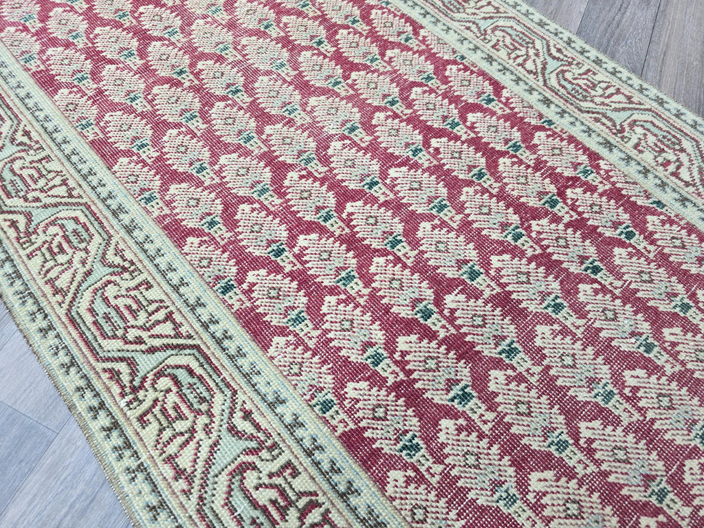 Hand Knotted Oushak Runner: Extra Long Vintage Turkish Hallway Rug