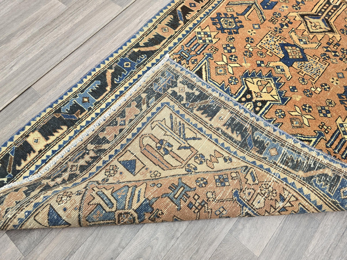 4x11 Vintage Runner rug - Hand Knotted Wool Oushak runner - Terra Cotta Runner for Hallway or Kitchen (3.55x11 ft)