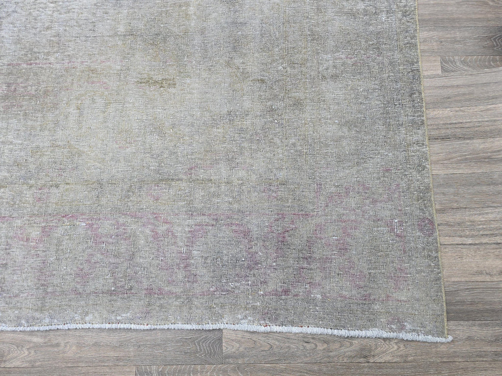 Vintage Handwoven Turkish Rug 9.5x12.5, Faded Neutral Wool Area Rug, Muted Beige Gray Large Rug, Distressed Antique Style Carpet