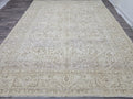 9x12 Oversize Vintage Area Rug/ Hand Knotted Wool Oushak Rug/ Beige Cream Turkish Rug/ Large Neutral Area Rug Geometric