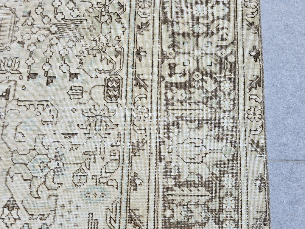 8x11 Vintage Turkish Rug, Neutral Beige Distressed Area Rug, Handwoven Large Rug