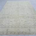 8x11 Handmade Neutral vintage Rug/ Authentic Wool Rug/ Beige Turkish Area Rug/ Muted Oriental rug Geometric Pattern
