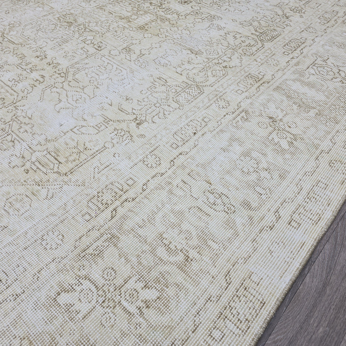Neutral Oushak 9x12 Area Rug: Handmade Wool Vintage Carpet /9.35x12 feet