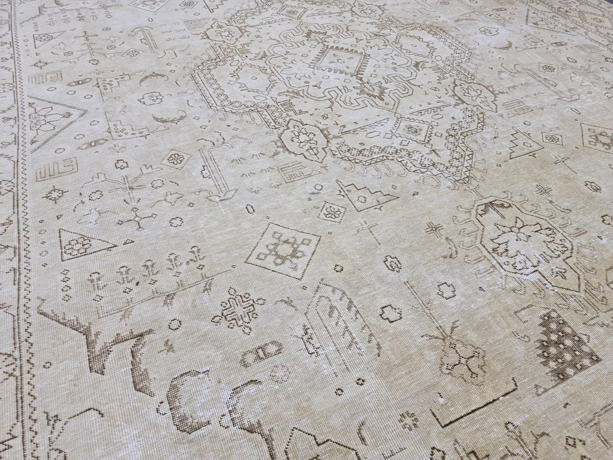 10x13 Oushak Area Rug : Hand Knotted High Quality Neutral Vintage Turkish Carpet