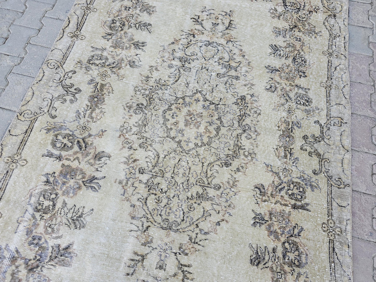 5x9 Wool Oushak Rug - Handmade Vintage Turkish Neutral Rug