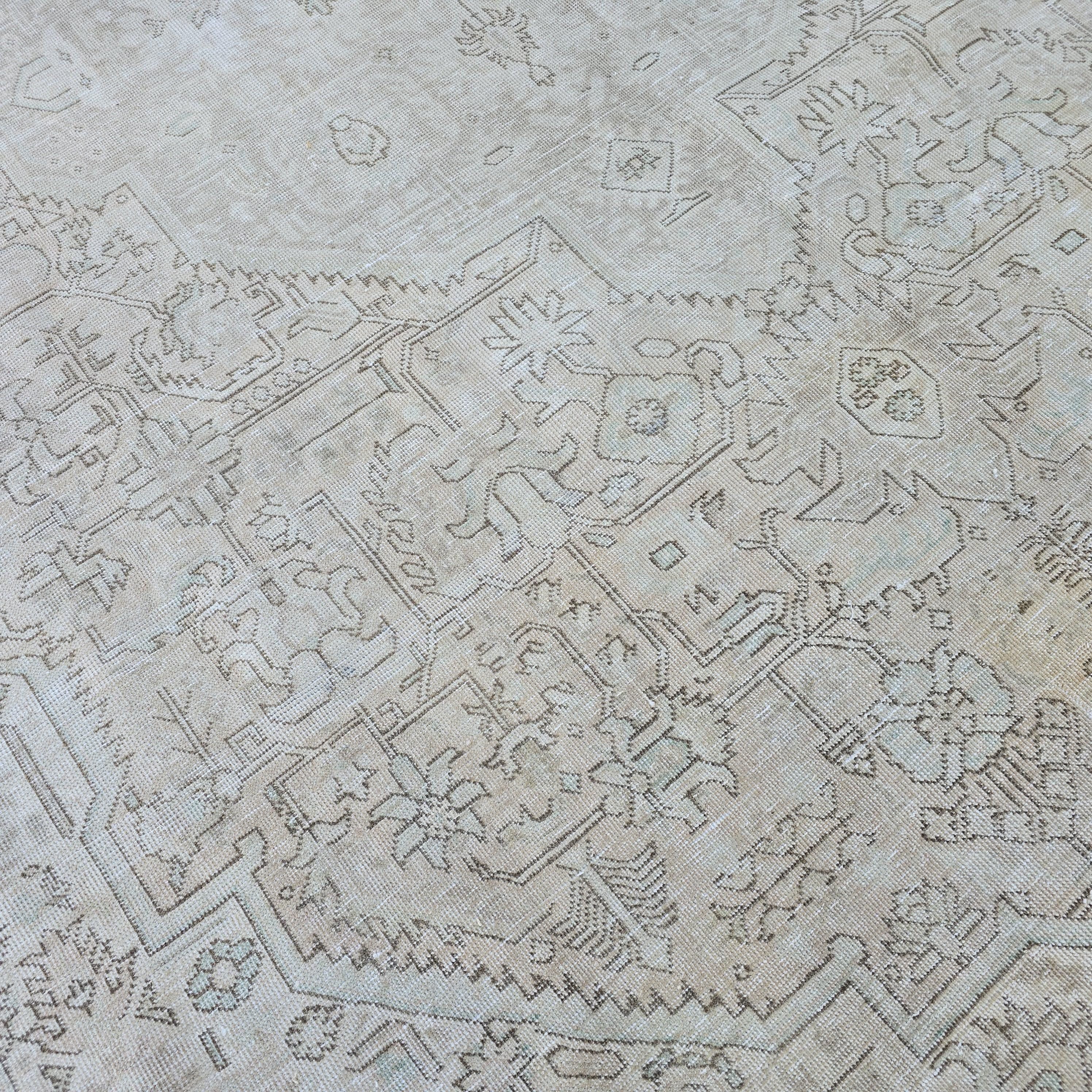 Classic Muted Vintage Area Rug/ Handmade Wool Oushak rug Beige Brown, Tan