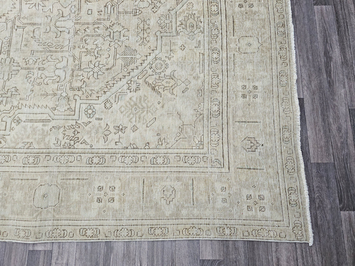10x12 Neutral Vintage Muted Turkish Area Rug Tan Beige Brown