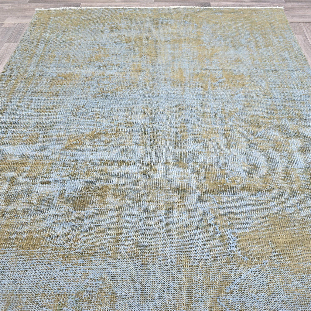 Faded Oushak Rug 6x10: Gray Rust Vintage Turkish Wool Carpet