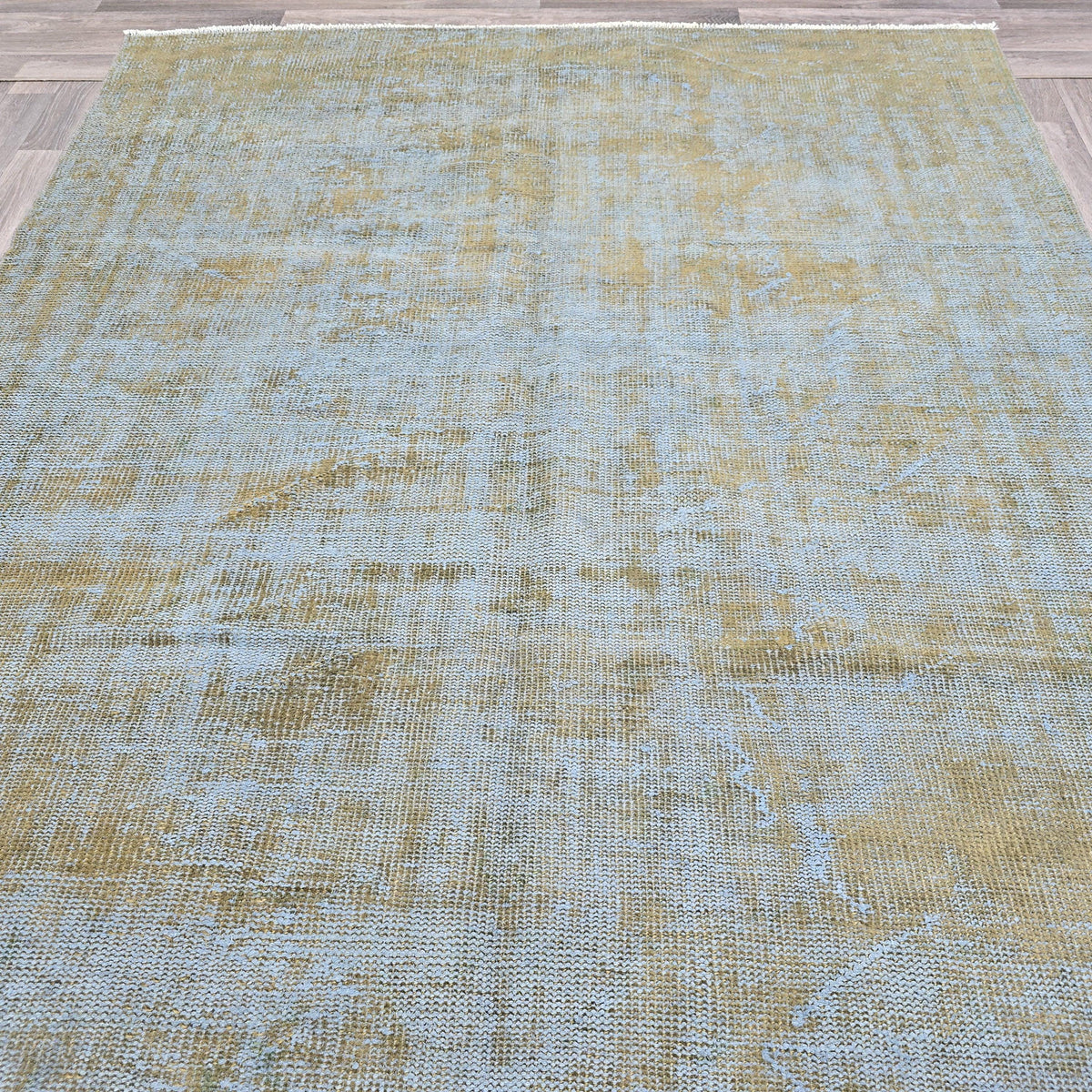 Faded Oushak Rug 6x10: Gray Rust Vintage Turkish Wool Carpet