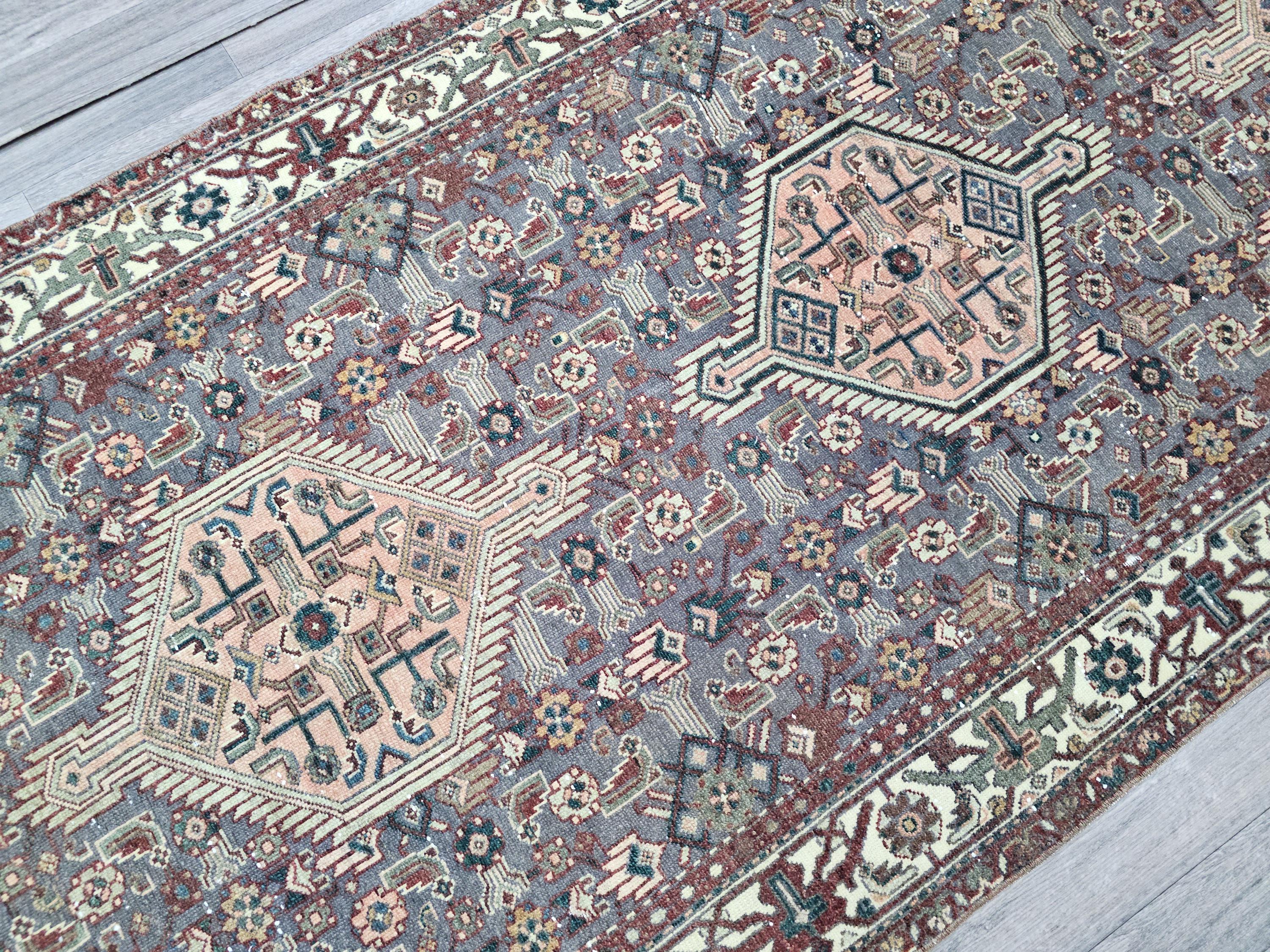 4x11 Classic Vintage Wool Runner Rug Geometric Design Hand Knotted