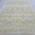 8.70x12.20 feet Cream Beige Floral Hand Knotted Vintage Turkish Wool Area Rug