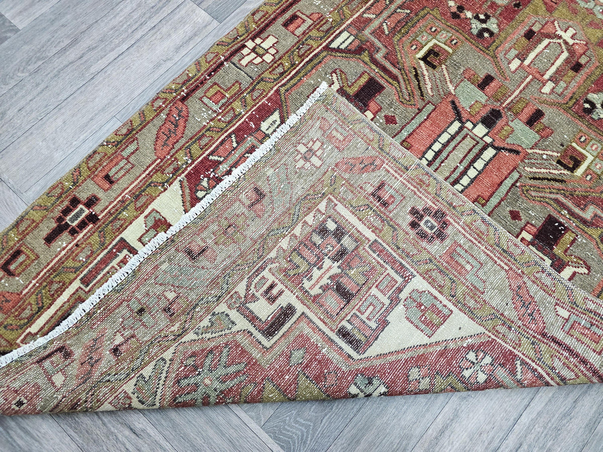 Hand Knotted Wool Runner: 3.5x11 Vintage Turkish Oushak Rug