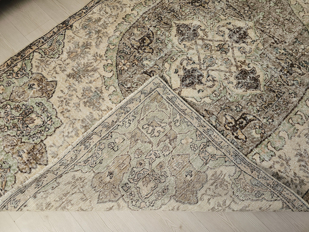 Hand-Knotted Wool Oushak Rug: 6x9 Vintage Turkish Area Rug