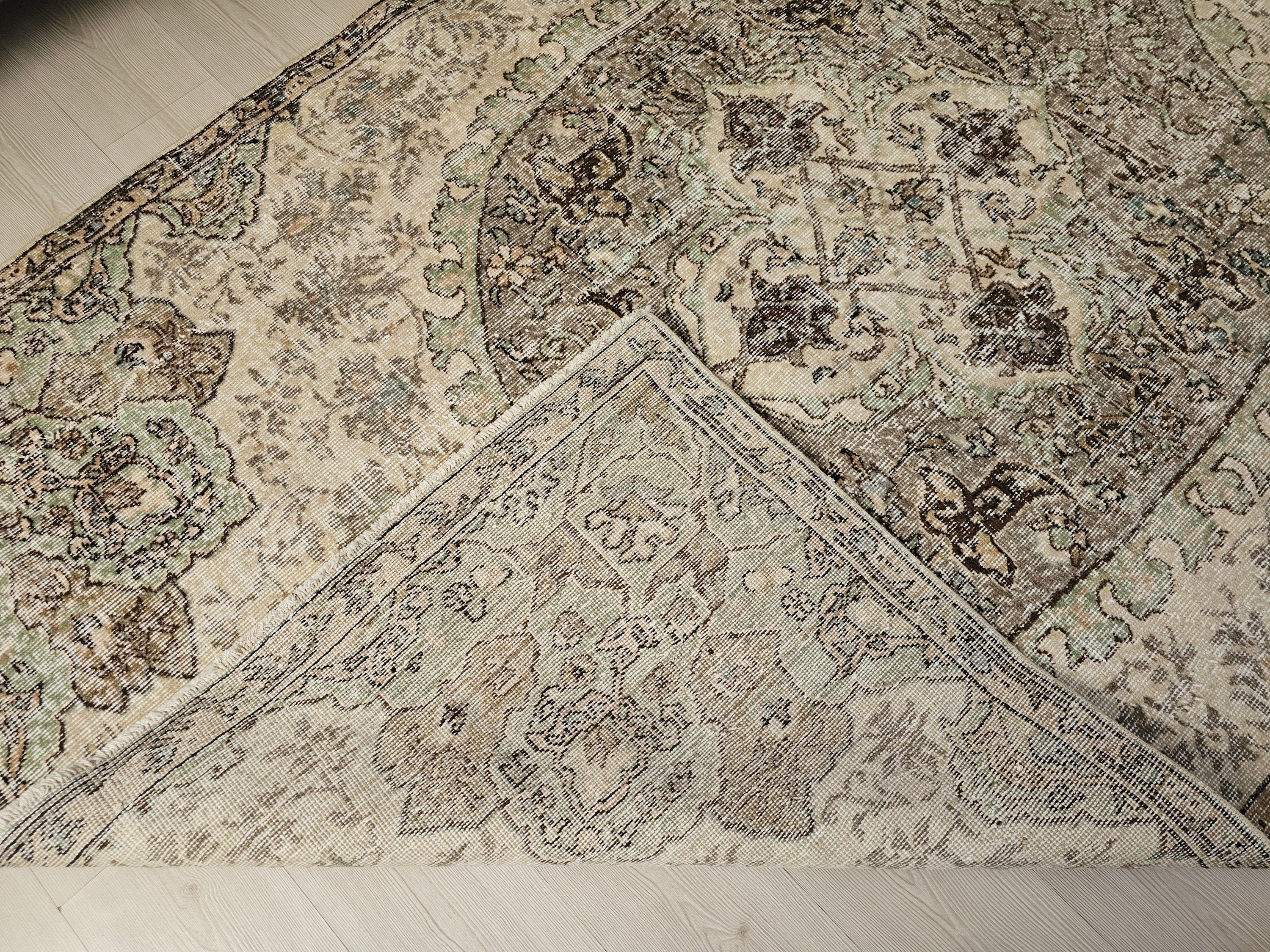 Hand-Knotted Wool Oushak Rug: 6x9 Vintage Turkish Area Rug