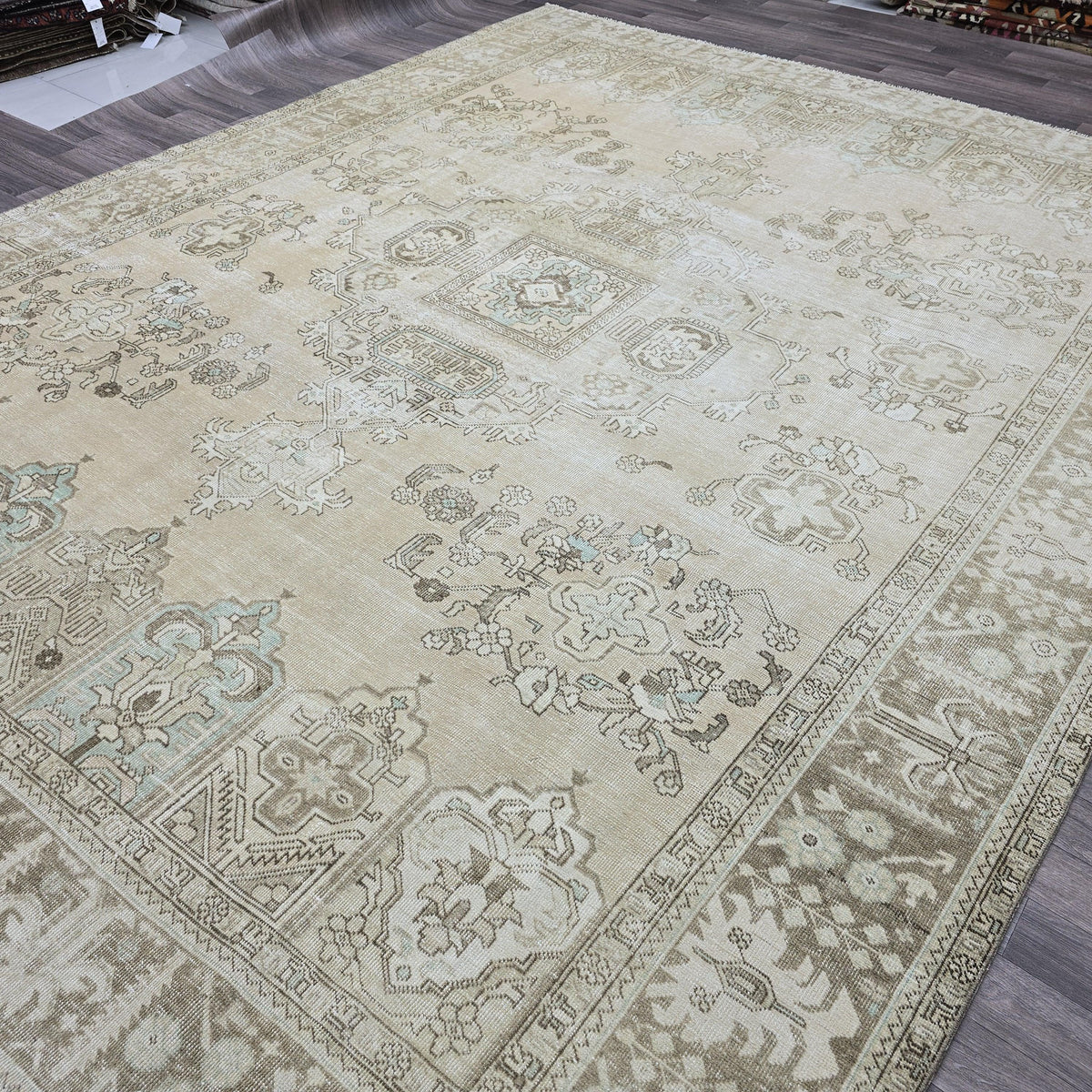 9.5x12.5 ft Antique Mahal Rug: Large Wool Oriental Carpet