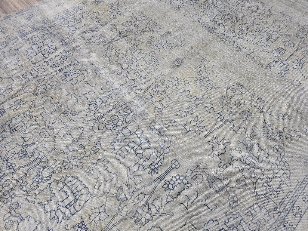 9x12 Overdyed Turkish Rug Beige Gray Vintage Area Rug Handmade Wool Carpet for Living Room Bedroom