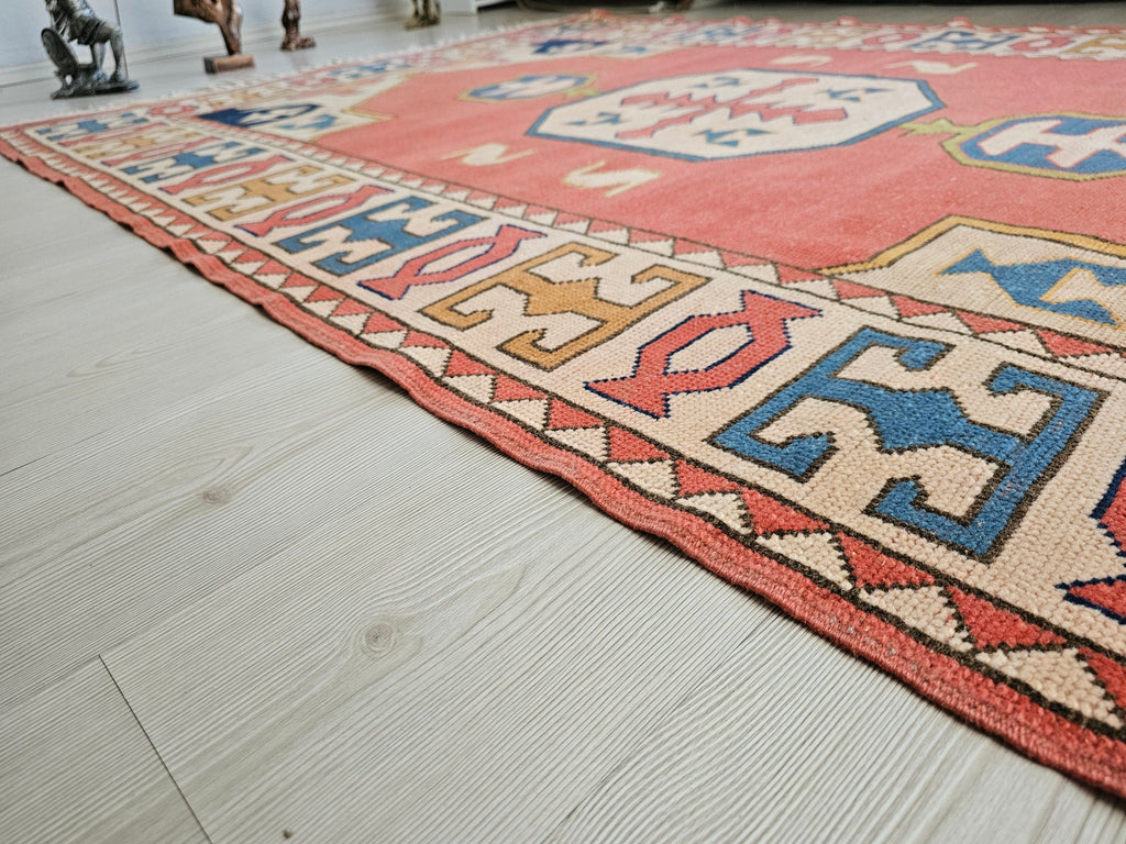 Handmade Wool Oushak Rug: 5x7.5 ft. Antique Turkish Area Rug