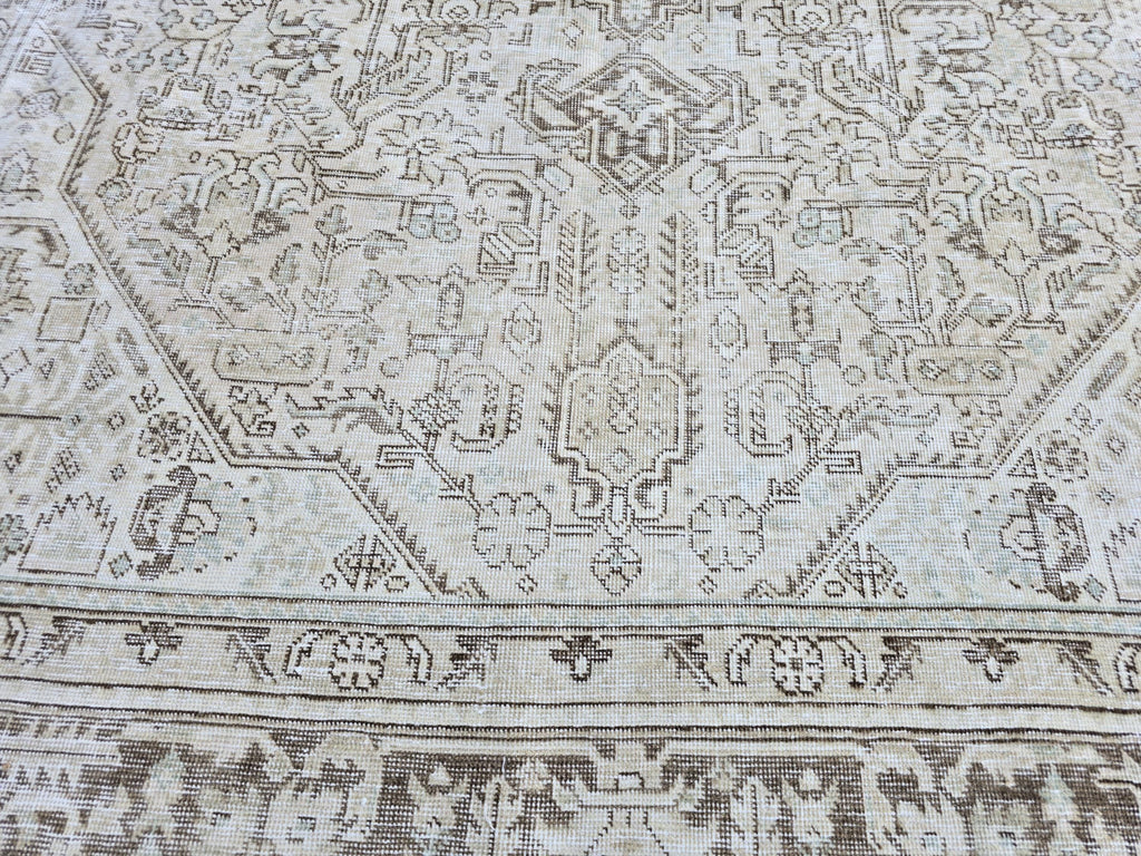 8x11 Vintage Turkish Rug, Neutral Beige Distressed Area Rug, Handwoven Large Rug