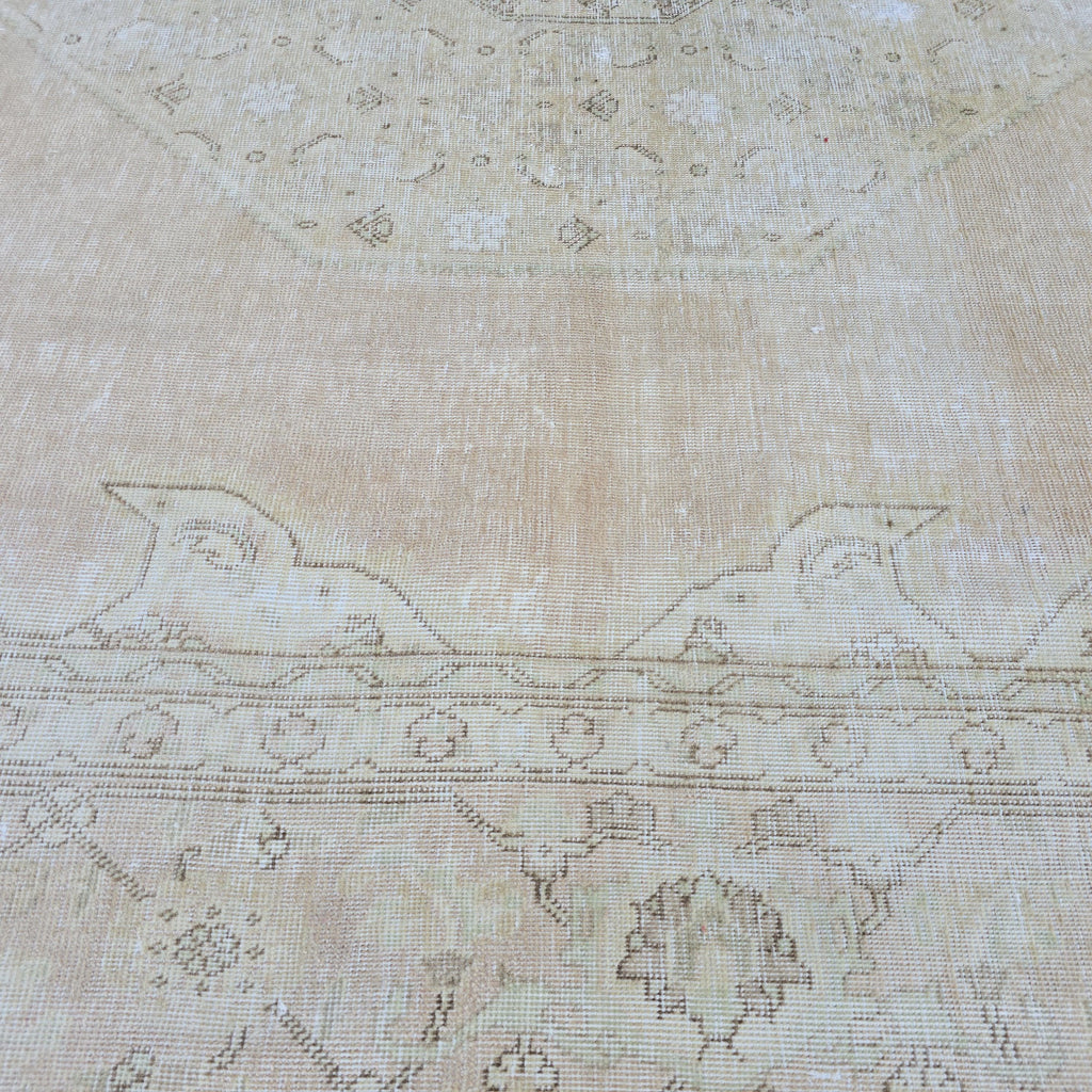 Oversized Blush Vintage Turkish Rug: 9x12 Neutral Wool Area Rug