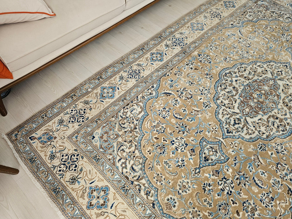 Vintage Turkish Oushak Rug 6x10: Hand-Knotted Wool Medallion Carpet