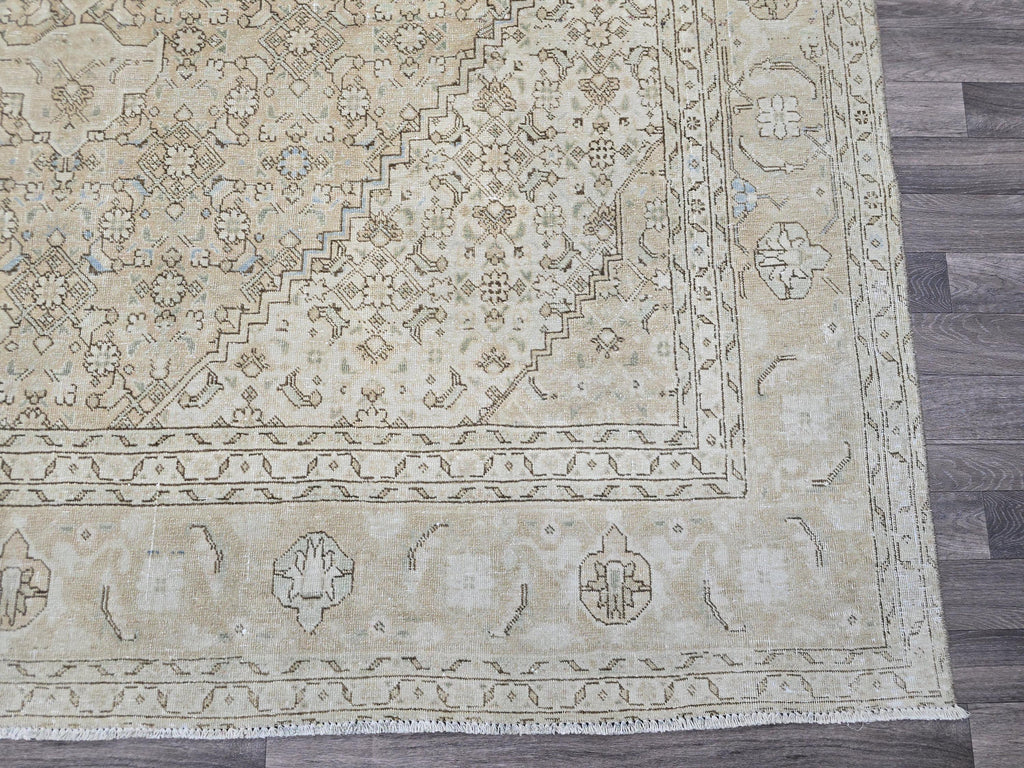 Oversized Muted Oushak Rug 9x12: Vintage Turkish Wool Carpet