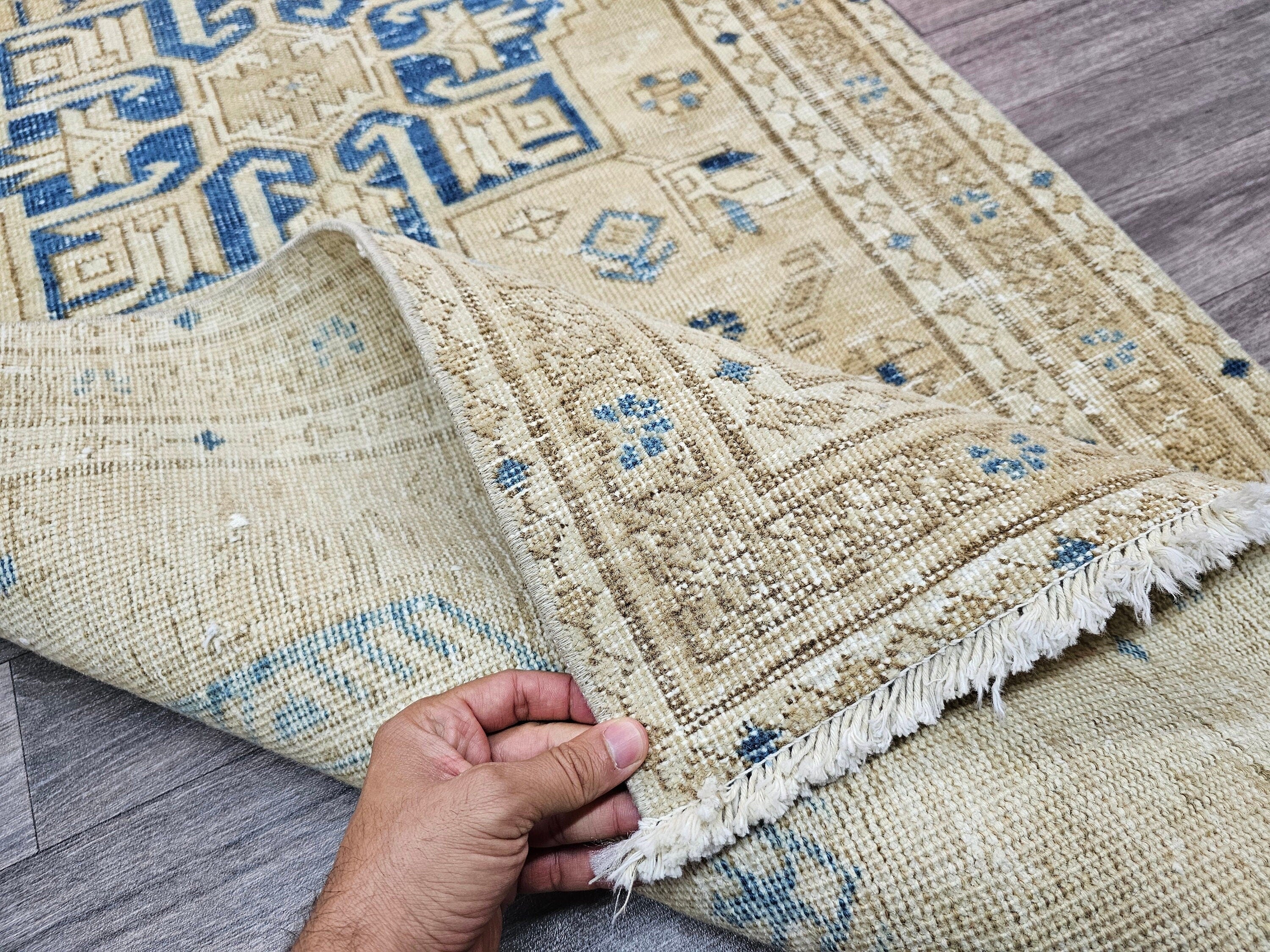 3x12 Vintage Oushak Runner : Hand Knotted Wool Runner - Turkish runner for hallway and kitchen
