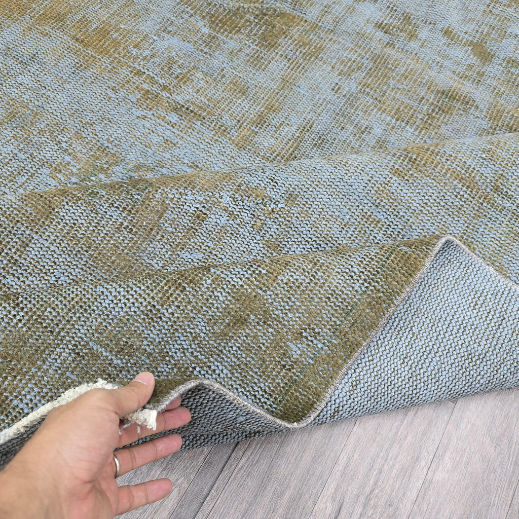 Faded Oushak Rug 6x10: Gray Rust Vintage Turkish Wool Carpet