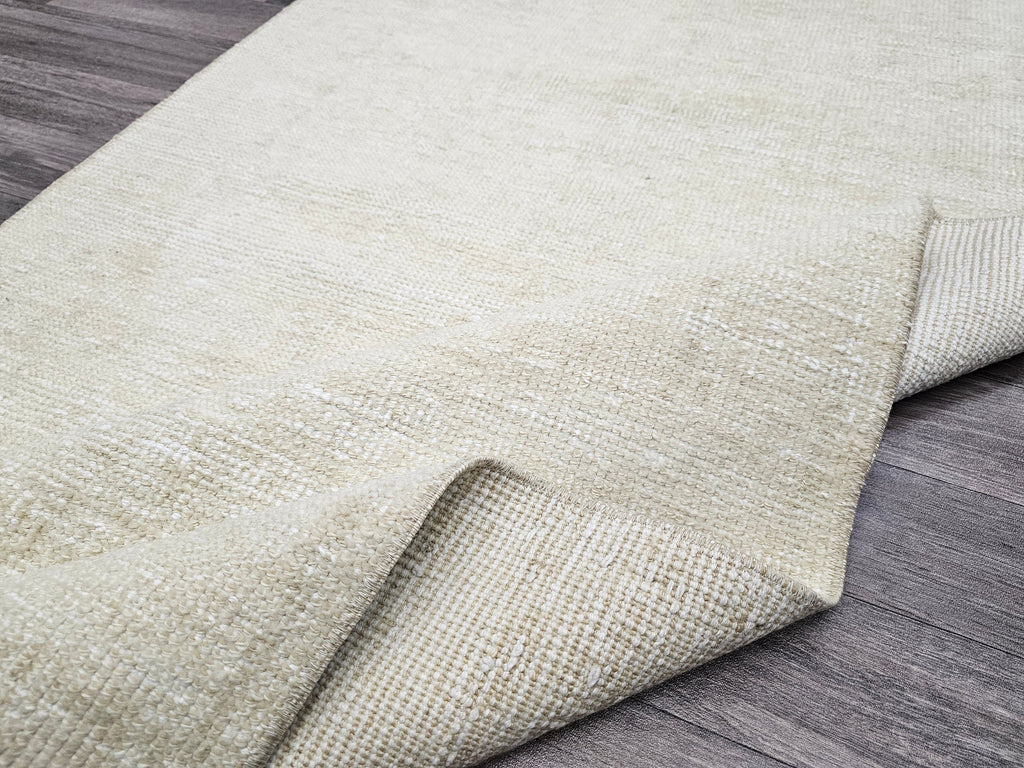Neutral Turkish Runner Rug: 3x12 Vintage Hand-Knotted Wool Oushak