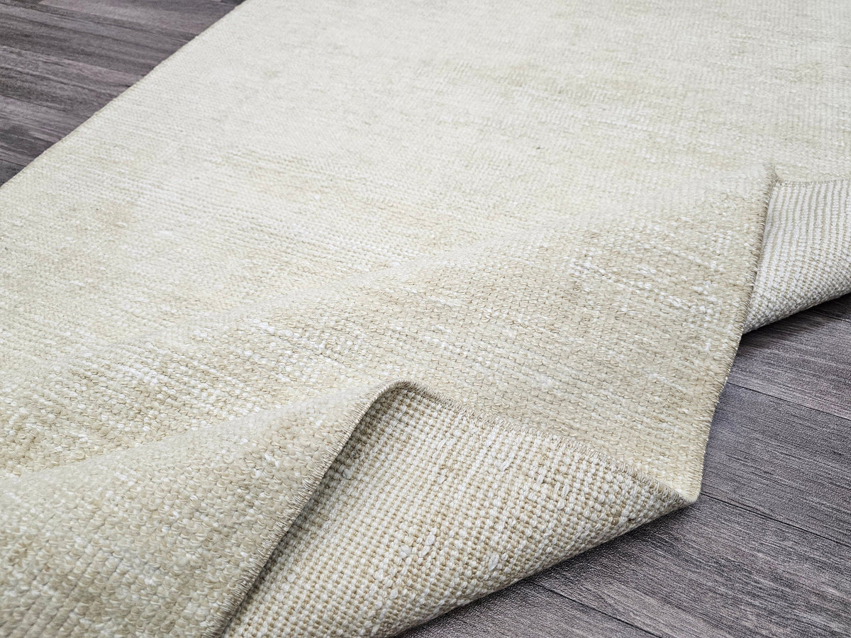 Neutral Turkish Runner Rug: 3x12 Vintage Hand-Knotted Wool Oushak